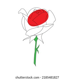 Rose line art drawing style, The rose sketch black linear isolated on white background, And the best rose line art vector illustration