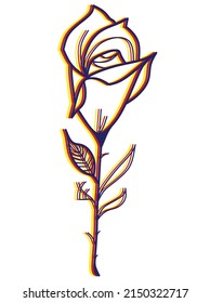 Rose line art. Flower vector icon,
