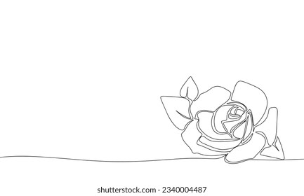 Rose line art. Flowers one line continuous vector illustration, outline.