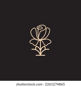 Rose line art logo vector was created in a simple style with delicate elements.