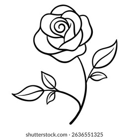 rose  line art on white background