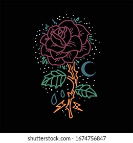 rose line art vector design