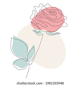 Rose Line art. Vector illustration. Abstract minimal flower design for cover, prints, Home decor picture, Design, print, decor and postcards 
