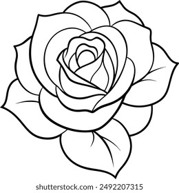 Rose Line Art Vector Illustration