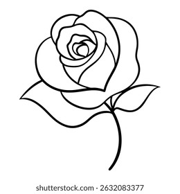 Rose line art vector illustration