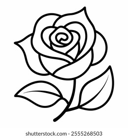 Rose line art vector on white background