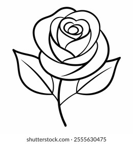 Rose line art vector on white background