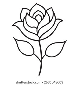 rose line art vector on white background