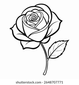 Rose Line art vector on white background