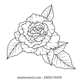Rose Line Drawing. Black and white Floral Bouquets. Flower Coloring Page. Floral Line Art. Fine Line Rose flower illustration. Hand Drawn flowers. Botanical Coloring. Wedding invitation flowers