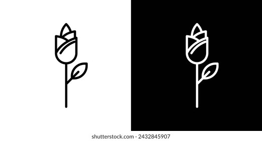 Rose Line Icon on White Background for web.