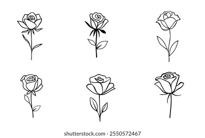 Rose line icon on white background