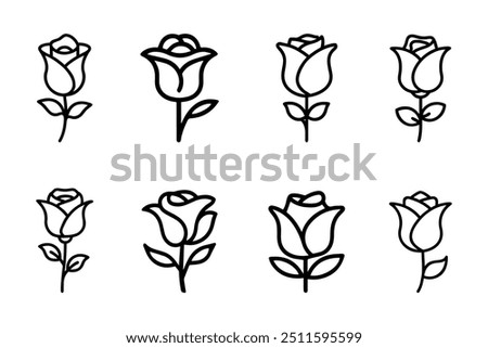 Rose line icon on white background