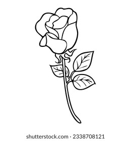 rose line vector illustration,isolated on white background,top view