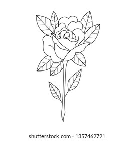 rose line work tattoo