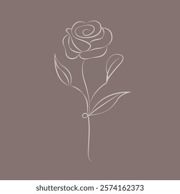 A rose of lines on a beige background. Poster, postcard decor element Vector illustration