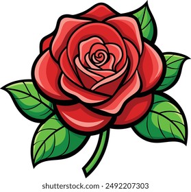 Rose Linocut Style Vector Illustation Art