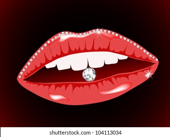 Rose lips with the diamonds