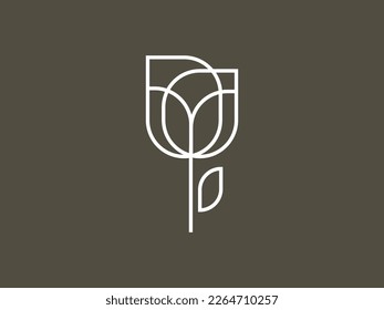 Rose logo design in monoline style for beauty company