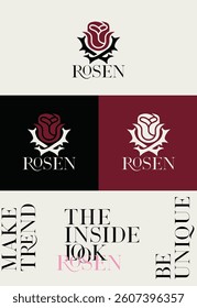 Rose logo design premium vector