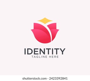 Plantilla de diseño del logotipo Rose con icono de estrella. Logo de la estrella rosa