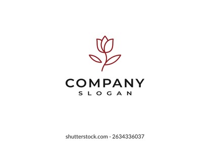 rose logo design vector illustration, simple line rose flower logo template