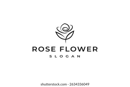 ilustrações de vetor de design de logotipo de rosa, modelo de logotipo de flor de rosa de linha simples