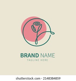 rose logo. flower illustration in line art style vector