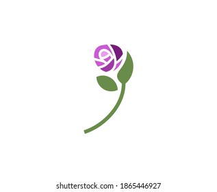 Rose logo flower purple vector icon 