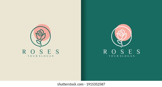 Rose Logo Flower Vector Icon Illustration