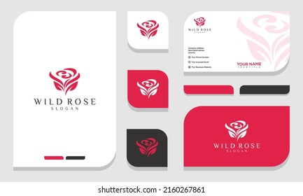 rose logo flower vector icon illustration.logo and free business card