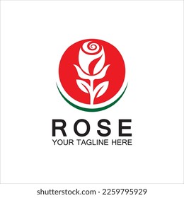 Diseño del icono del vector de flor del logotipo de rosa