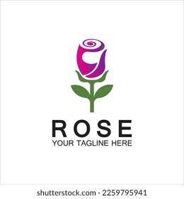 Diseño del icono del vector de flor del logotipo de rosa