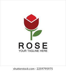 Diseño del icono del vector de flor del logotipo de rosa