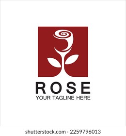 Diseño del icono del vector de flor del logotipo de rosa