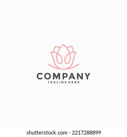 rose logo flower vector with lineart style icon illustration