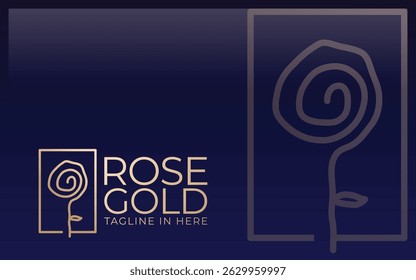 Rose logo formed in rectangle object with luxury gold color