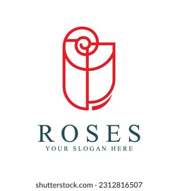 Rose logo illustration. Subtle natural abstract