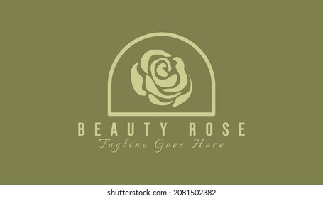 Rose logo inspiration. Aesthetic line art rose logo design for beauty care, skin care, spa, yoga, women fashion and beauty clinic treatment. Initial modern logo branding identity for feminine company.