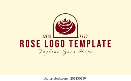 Rose logo inspiration. Aesthetic line art rose logo design for beauty care, skin care, spa, yoga, women fashion and beauty clinic treatment. Initial modern logo branding identity for feminine company.