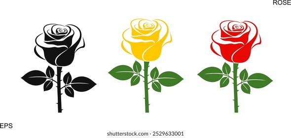 Rose logo.  Isolated rose on white background