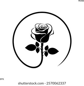 Rose logo.  Isolated rose on white background