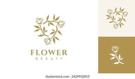 rose logo vector illustration, luxury rose flower logo template