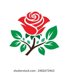 Rose Logo Vektorgrafik Stil Illustration mit weißem Hintergrund