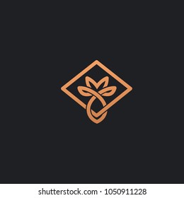 Rose logo. Wedding floral icon. Luxury retro emblem. Cosmetics, Spa, Beauty salon, Decoration, Boutique vector logo.