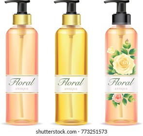 Rose lotion bottle.illustration vector
