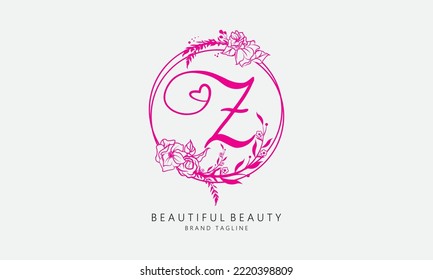 Rose love beauty vector letters for beauty and fashion brand and pink rose logo with love sign vector for valentines day and love symbol icon letters