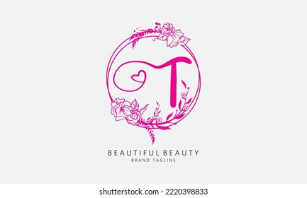 Rose love beauty vector letters for beauty and fashion brand and pink rose logo with love sign vector for valentines day and love symbol icon letters