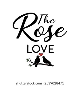 rose love rose logo typography brid vector design.