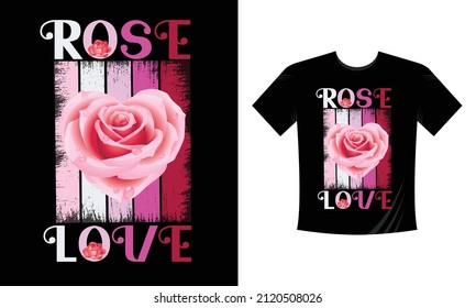 Rose Love Retro Vintage Pink T-Shirt Design